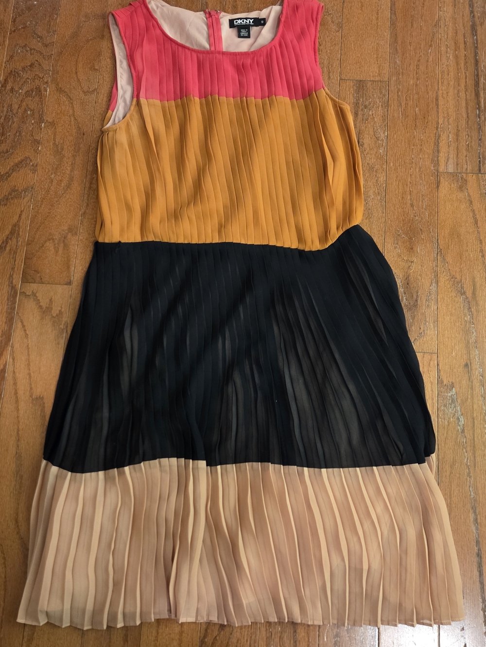 DKNY Pleated Colorblock Midi Dress Size 10